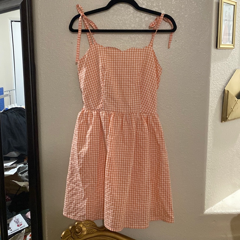 Orange and white gingham sundress from Bonne Chance Collections
